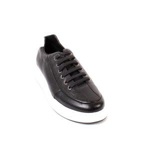 Roberto Serpentini 1752 Black Leather Lace-Up Sneakers Shoes